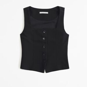 Abercrombie Mara Squareneck Vest Size S Black